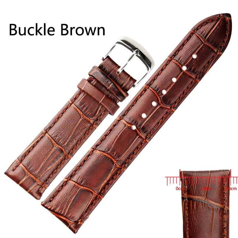 Black/Brown High Quality Soft Sweatband PU Leather watchStrap Steel Buckle Wrist Watches Band Width18mm 19mm 20mm 21mm 22mm