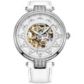 BUREI Luxury Sapphire Ladies Skeleton Automatic Mechanical Watch Waterproof Genuine Leather Wristwatches With Premiums Package